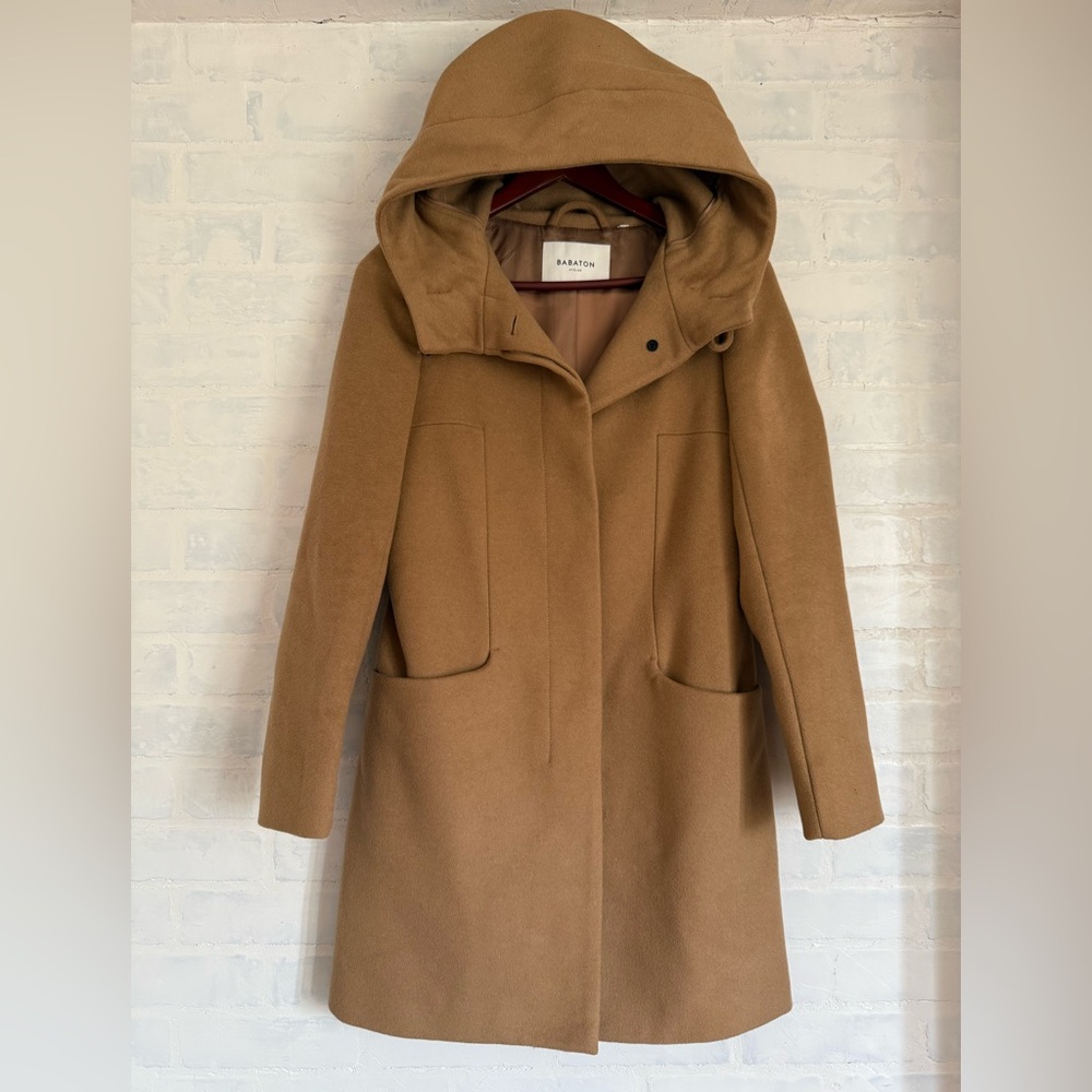 Babaton Tan Hooded Coat